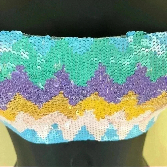 Victoria’s Secret Multicolored Pastel Embellish Tube Tie Back Bikini Top Size S - Picture 3 of 12